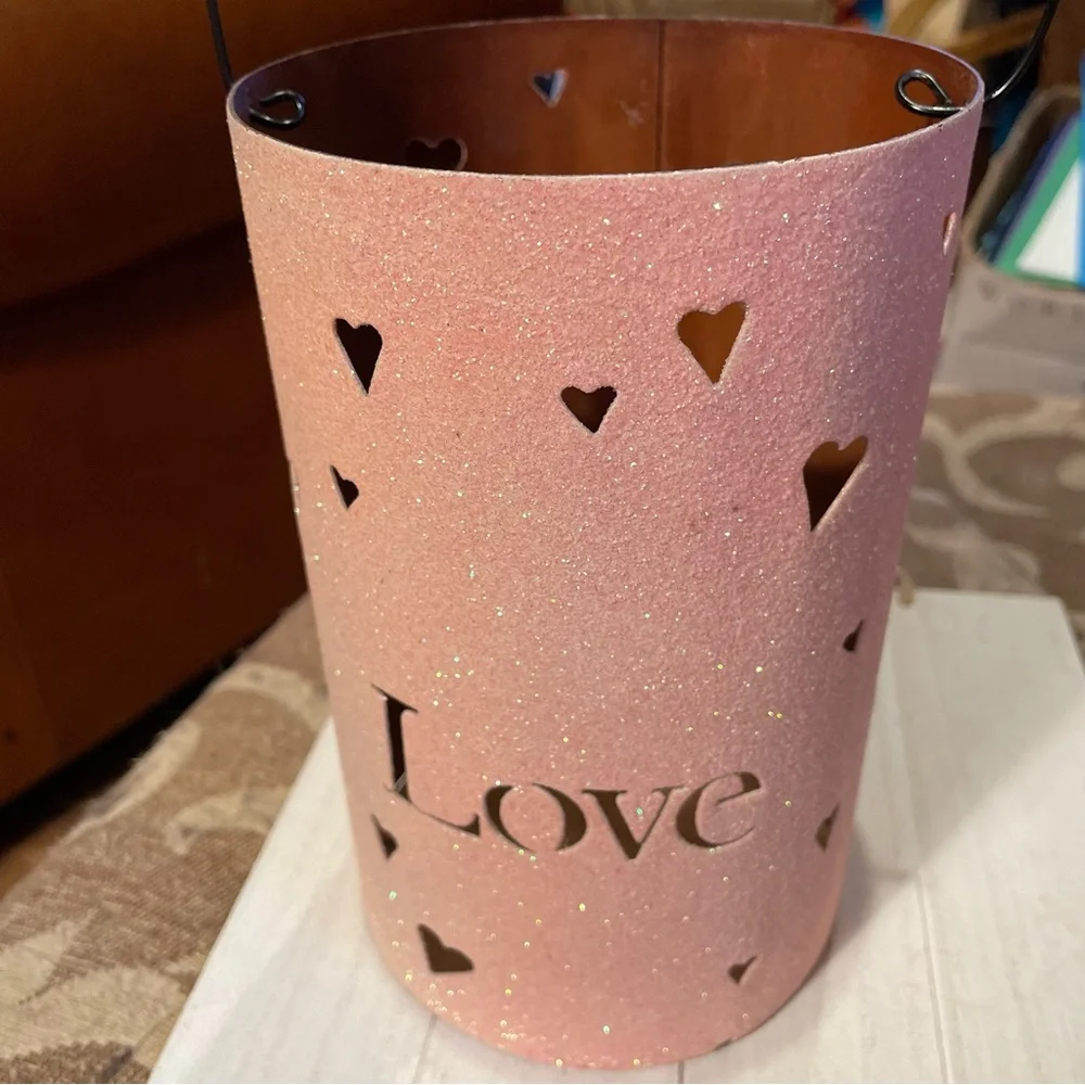Wedding or Valentine’s LOVE Metal Lantern with Heart cutouts